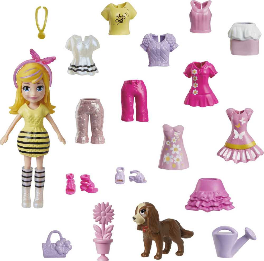 Polly Pocket Doll 18 Accessories Polly Puppy Flower Pack Toys R