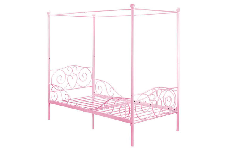 DHP - Canopy Twin Metal Bed, Pink