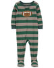 Pyjama 1 pièce à pieds en coton ajusté à imprimé de ballon de football vert Carter's 5T
