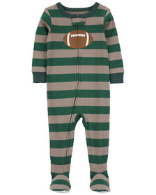 Pyjama 1 pièce à pieds en coton ajusté à imprimé de ballon de football vert Carter's 5T