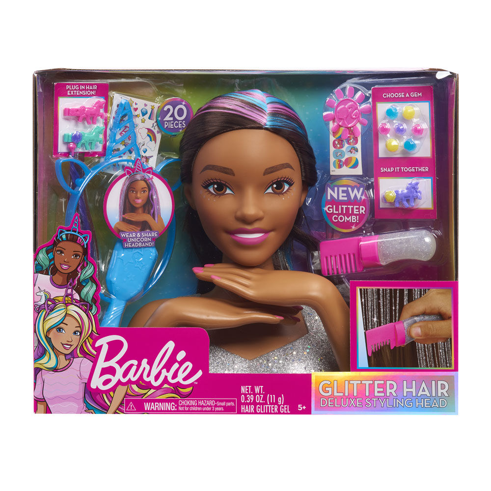 Barbie Tie-Dye Deluxe 22-Piece Styling Head, Brown Hair, Includes 2  Non-Toxic Dye Colors