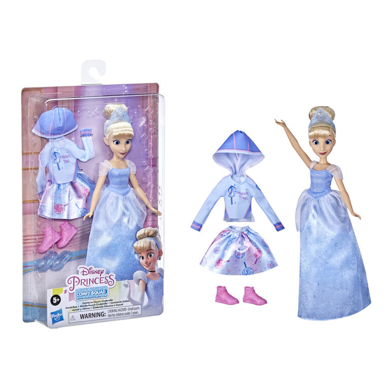 Disney Princesses Comfy Squad, Cendrillon, poupée mannequin avec tenue et chaussures supplémentaires