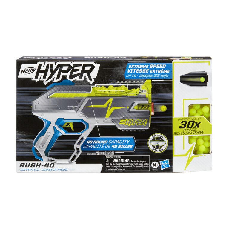 NERF Hyper Rush-40 Pump-Action Blaster w/ 19 Hyper Rounds Up to