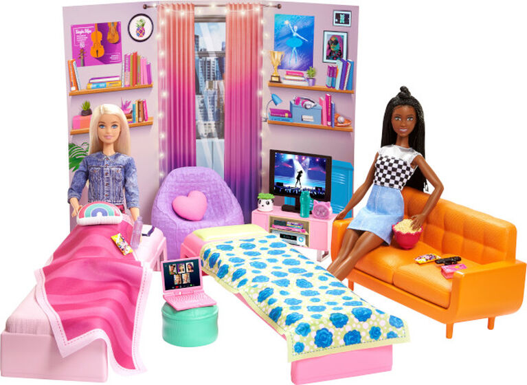 Jeu Poupée Barbie Bedroom Avec Accessoires Jouet pour Petite Fille