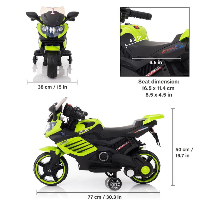 Voltz Toys Kids Motorcycle avec roue d'entraînement, vert