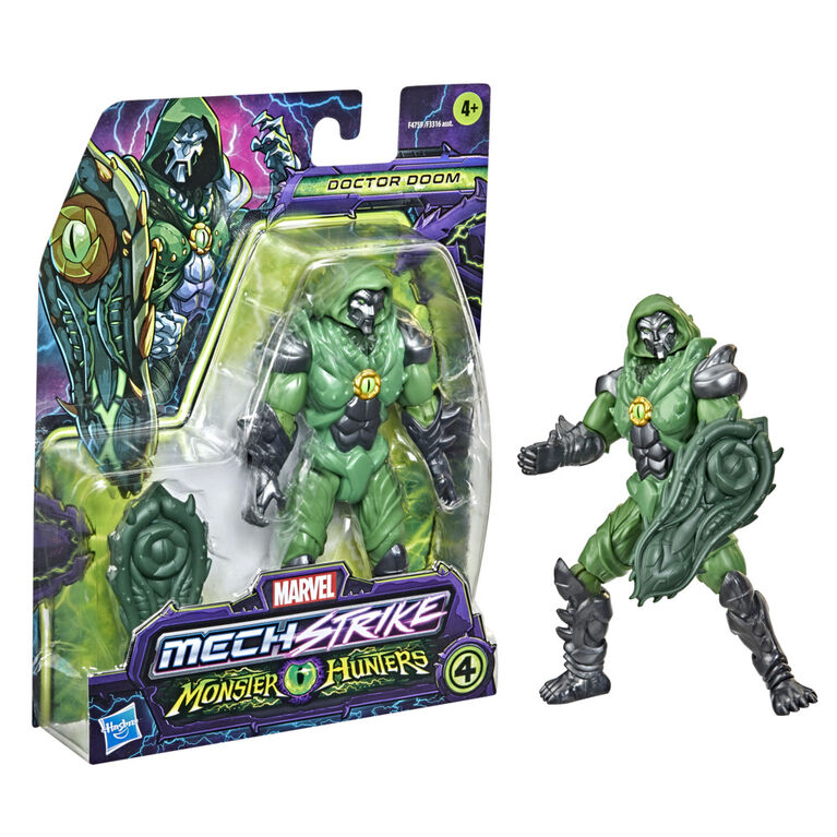 Marvel Avengers Mech Strike Monster Hunters Doctor Doom Toy, 6-Inch-Scale Action Figure with Accessory