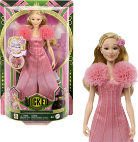 Mattel Wicked Poupée Glinda chantante articulée avec habillages et accessoires amovibles tirés du film, chante " Popular "