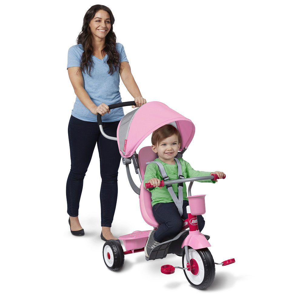 radio flyer tricycle with push handle pink