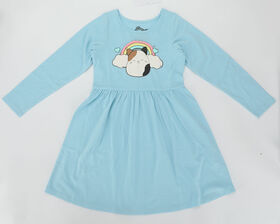 Squishmallows Cam with Rainbow Long Sleeve Dress Blue Large