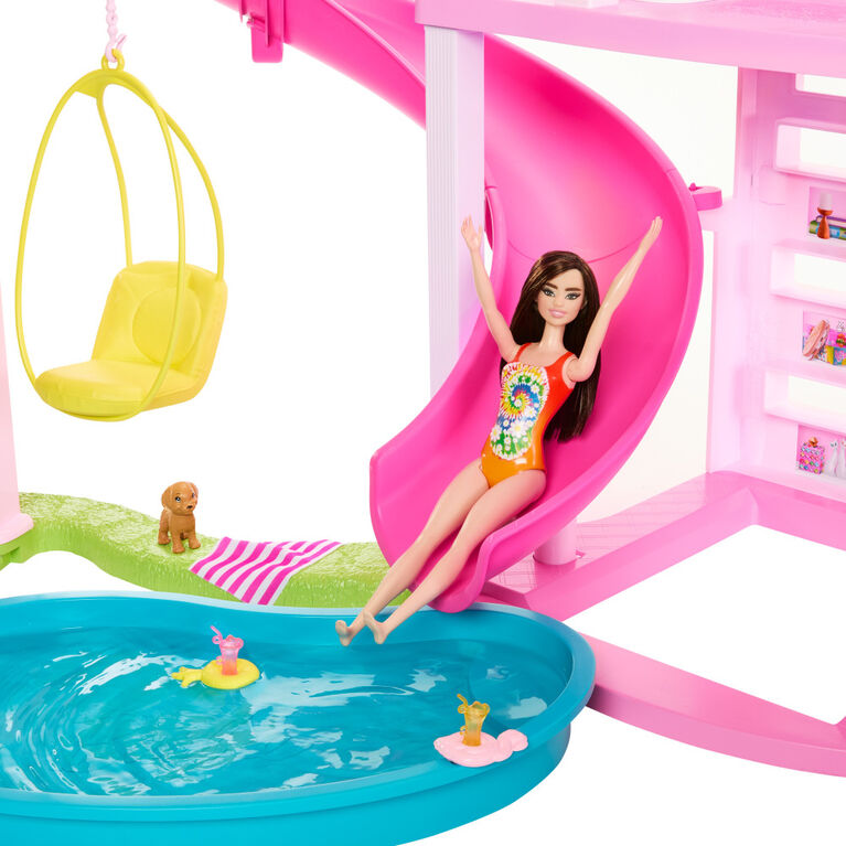 Barbie Coffret Maison De Poupée Meublée Avec Espace De Jeu À 360