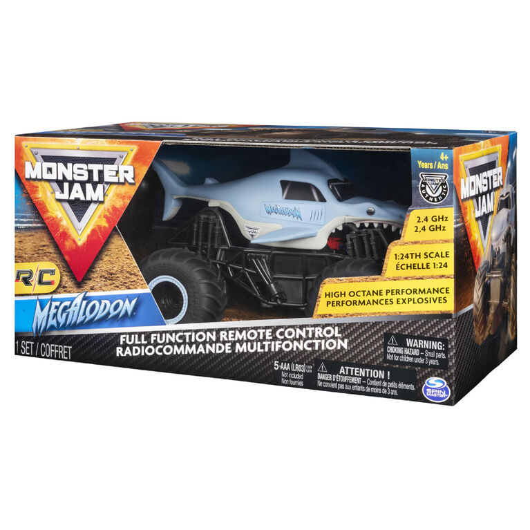 Monster Jam, Official Megalodon Remote Control Monster Truck, 1:24 ...