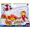 Marvel Spidey and His Amazing Friends Iron Man Action Figure and Iron Racer Vehicle, Iron Man Toy