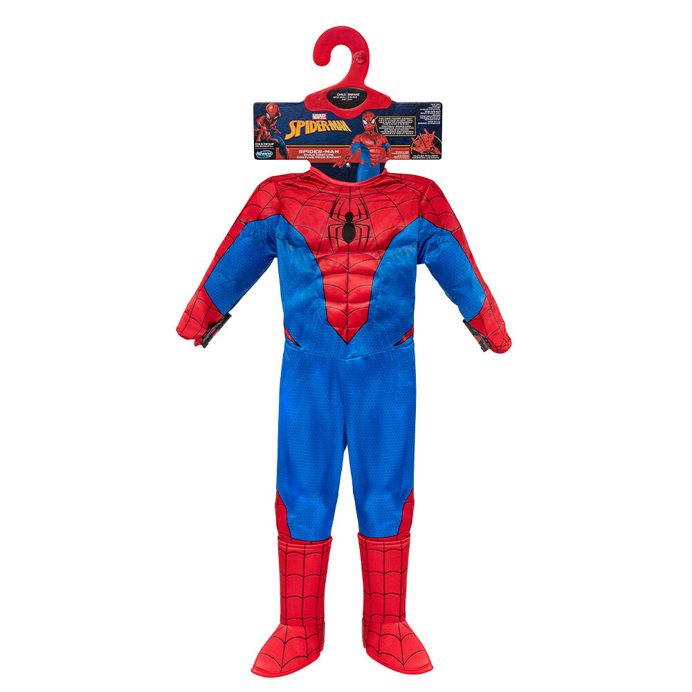 Marvel s Spider Man Deluxe Youth Costume Size Small Muscle Jumpsuit With Printed Design And Polyfill Stuffing Plus Full Fabric Headpiece And Gloves