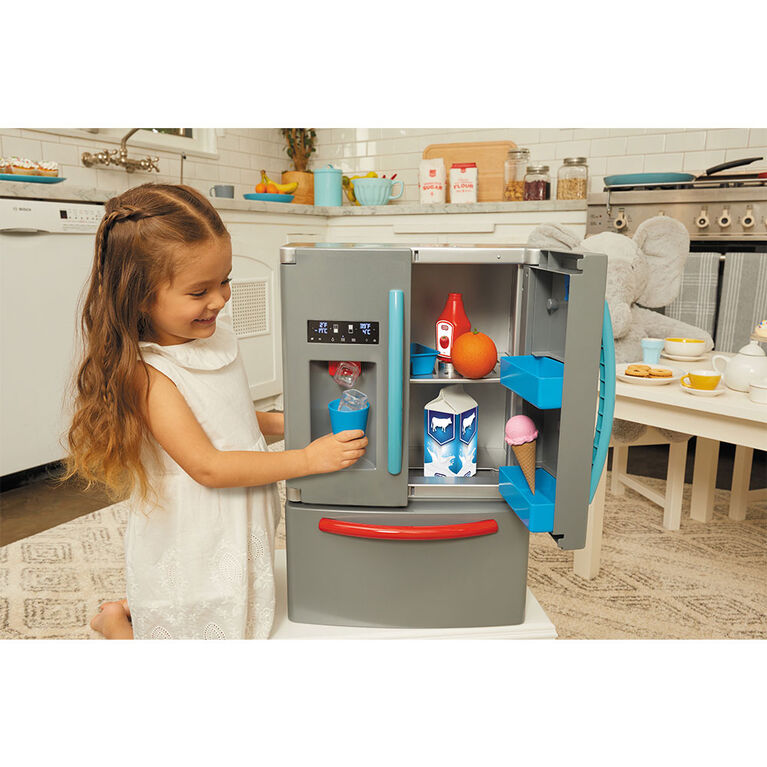 Mon refrigerateur realiste avec Sons - Grand frigo americain 28x12x38cm -  Appareil Cuisine Enfant - Jouet menager dinette + Carte : : Jeux  et Jouets