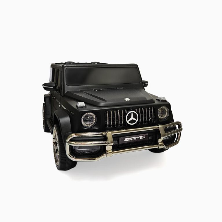 KIDSVIP Voiture 2 places à enfourcher Mercedes G Series 24V 4x4 pour enfants sous licence officielle avec roues en caoutchouc, musique, RC - Noir mat