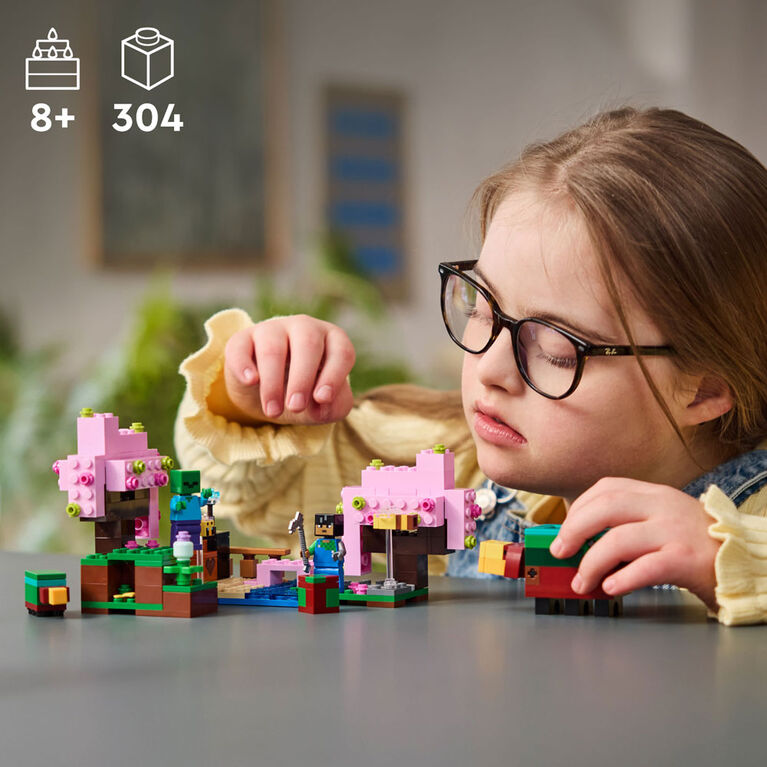 LEGO Minecraft The Cherry Blossom Garden Exploration Toy with a Sniffer, Zombie and Bees 21260