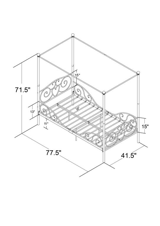 DHP - Canopy Twin Metal Bed, Pink