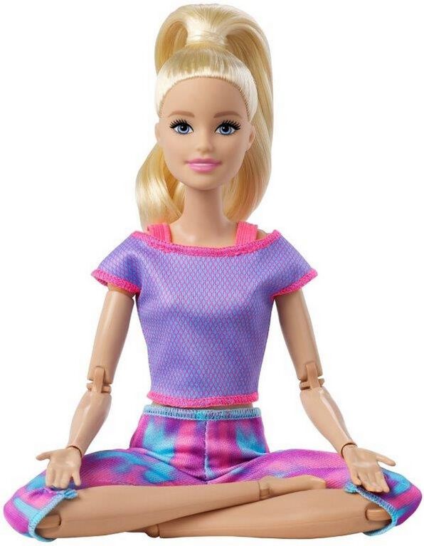 Barbie Made to Move Doll with 22 Flexible Joints & Long Blonde Ponytail  Wearing Athleisure-wear