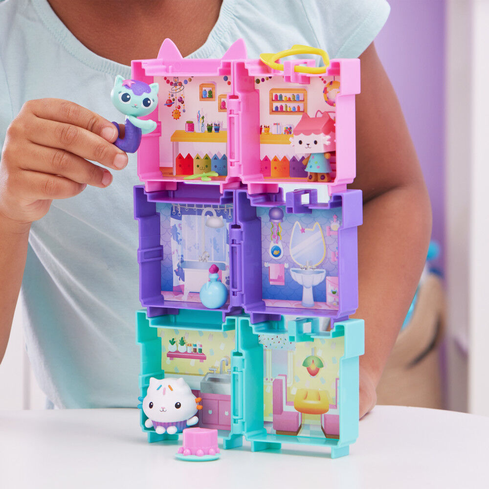 Gabby's Dollhouse, Mini Clip-On Playset with Baby Box Cat Toy