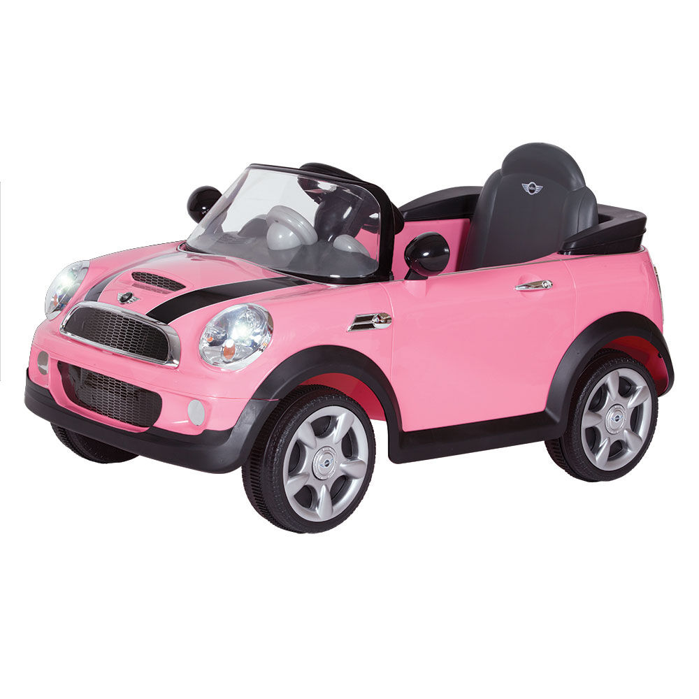 pink mini cooper ride on car