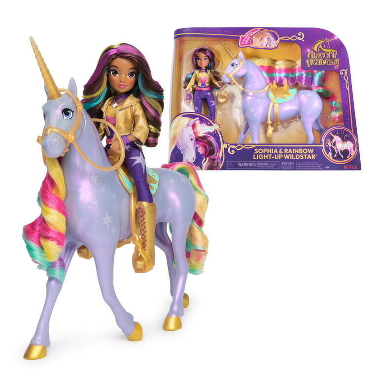 Unicorn Academy, Sophia & Interactive Rainbow Light-up Wildstar Unicorn Toy with Lights, Sounds & Music, Dolls & Unicorn Toys