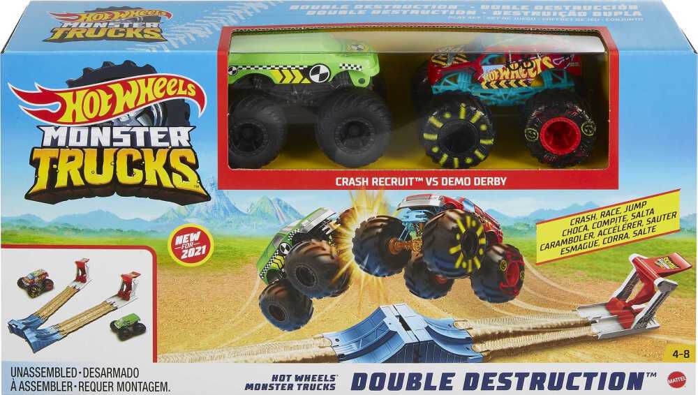 hot wheels monster trucks double destruction play set