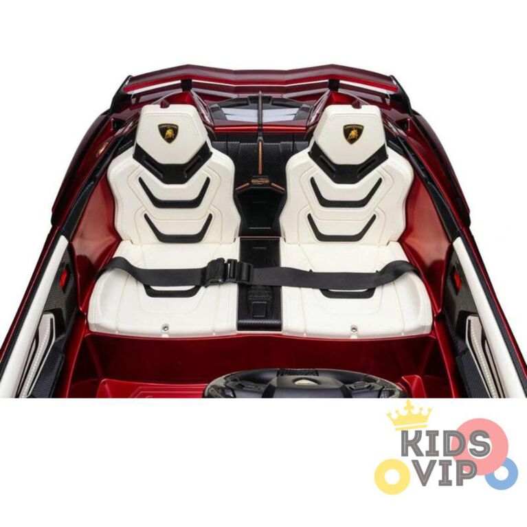 KIDSVIP Voiture porteur 2 places Lamborghini Sian 4X4 24 V sous licence pour enfants avec RC - Rouge