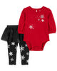 Carter's Two Piece Snowflake Bodysuit and Tutu Pant Set Red  18M