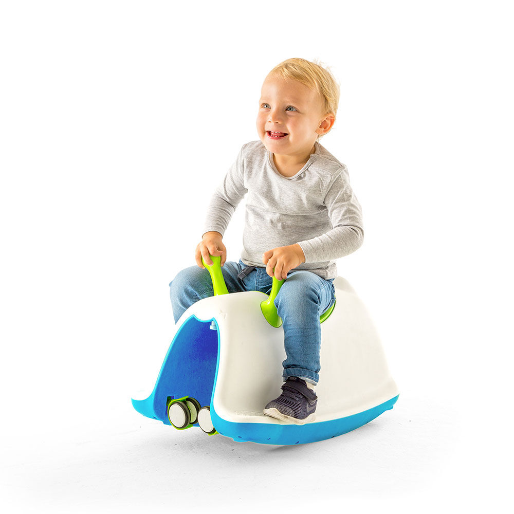 Chillafish Trackie, Rocker, Walker, Ride-On & Play Train All in One, Blue &  Lime