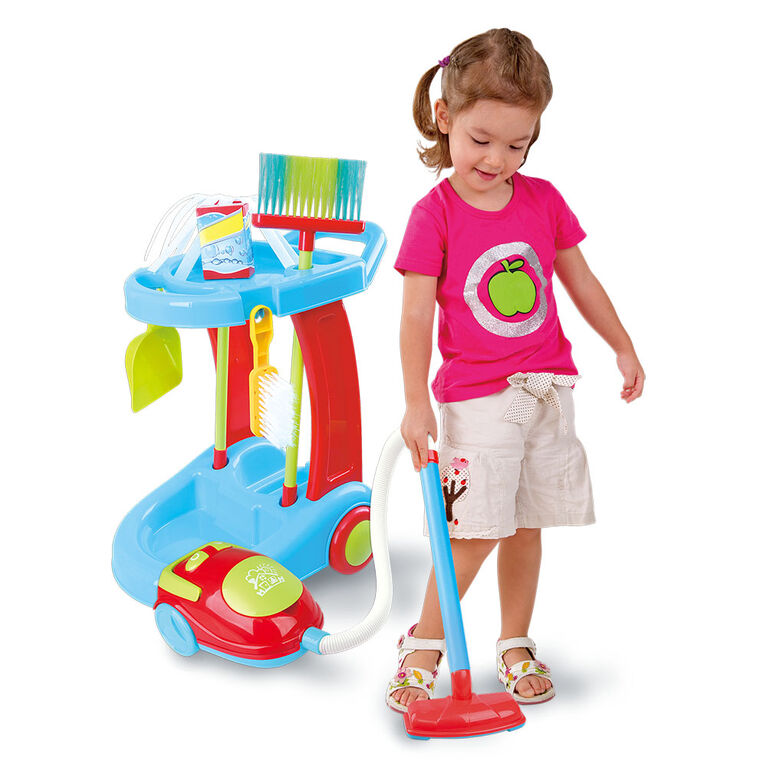 Chariot de nettoyage pour en-fants, ensemble de jouets de nettoyage pour en-fants,  jeu de rôle, jouets de nettoyage ménagers, jouet éducatif d'apprentissage pour  en-fants âgés de 3 ans et plus : 
