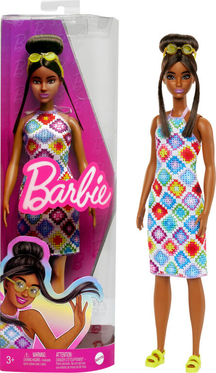 Barbie Fashionistas Doll #210 with Bun and Crochet Halter Dress