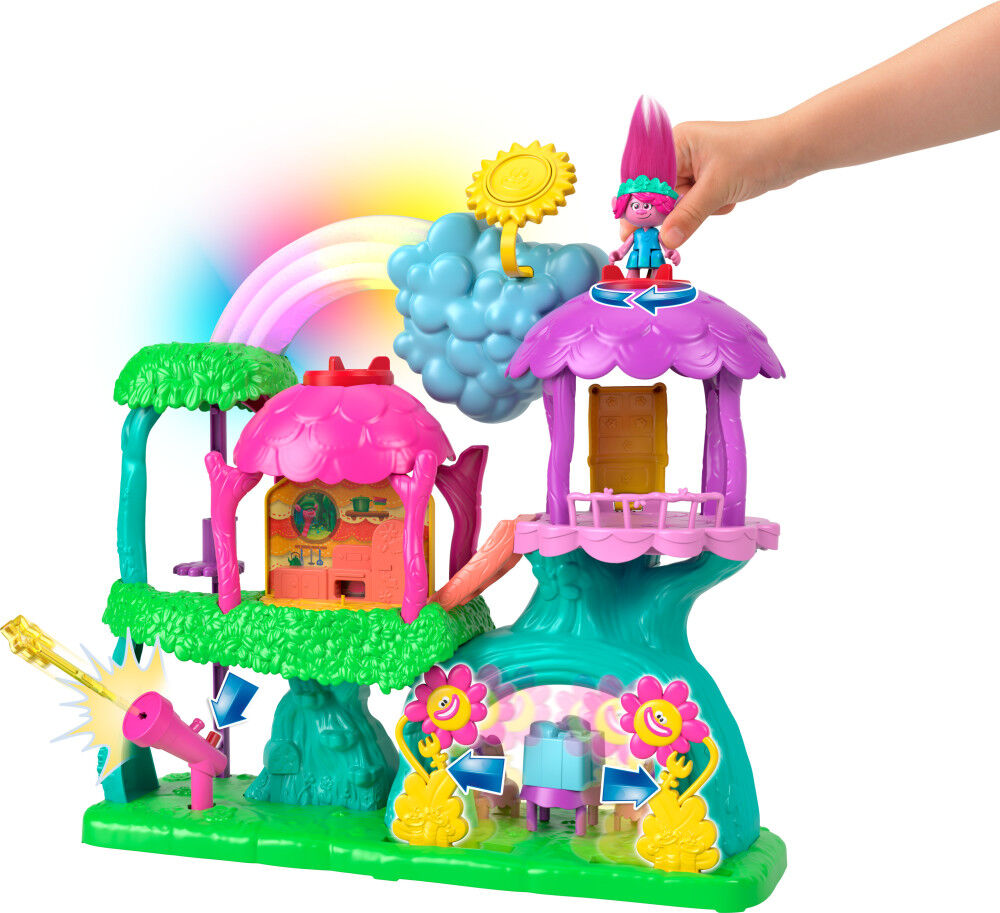 Imaginext DreamWorks Trolls Lights and Sounds Rainbow Treehouse Playset  with Poppy, 7 Pieces - R Exclusive