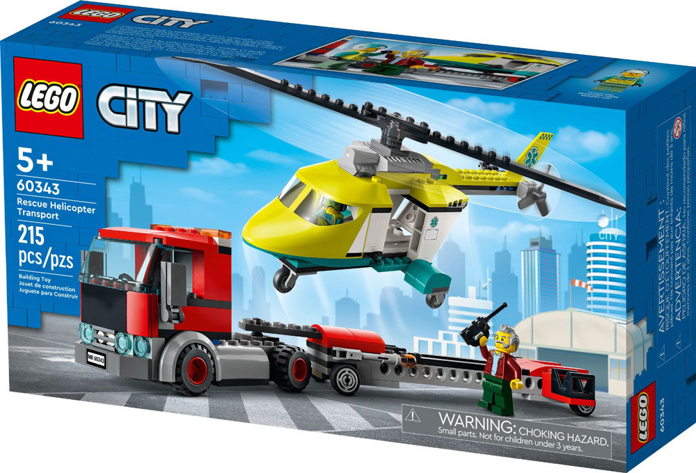 LEGO City Rescue Helicopter Transport 60343 Building Kit (215 Pieces)