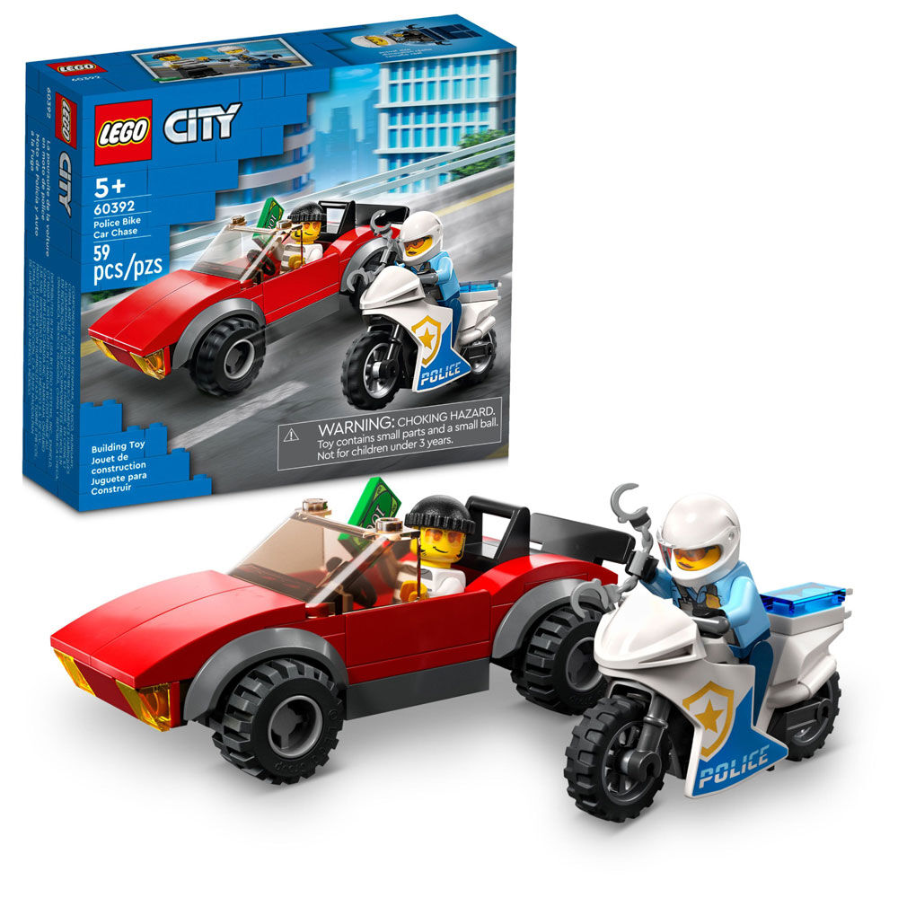 LEGO City Police Bike Car Chase 60392 Building Toy Set (59 Pieces