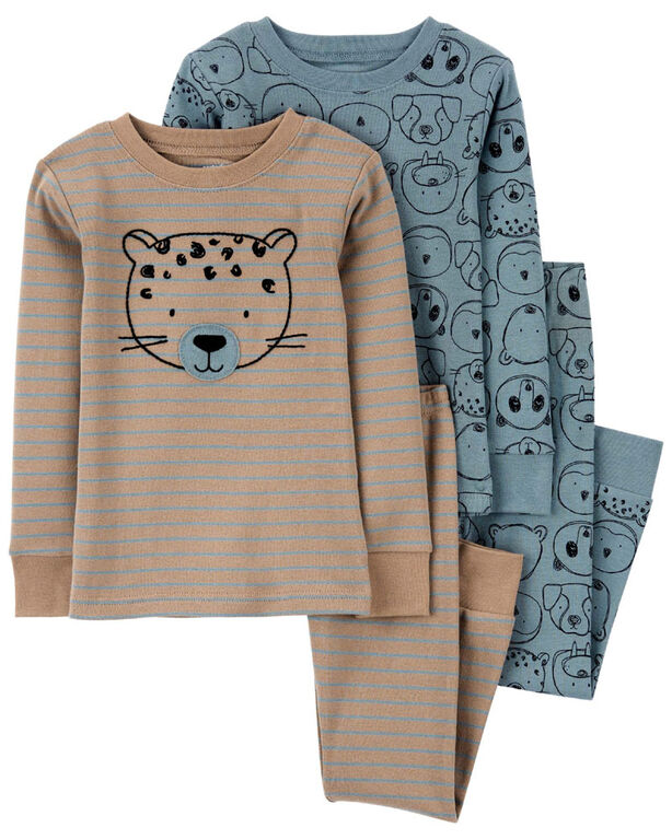 Pyjama 1 pièce à pieds en coton ajusté à imprimé d’ours bleu Carter's 2T