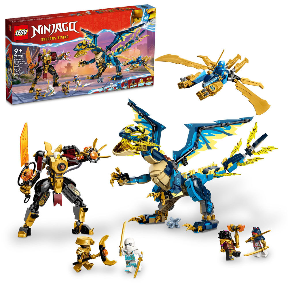 LEGO NINJAGO Elemental Dragon vs. The Empress Mech 71796 Building Toy Set  (1,038 Pieces)