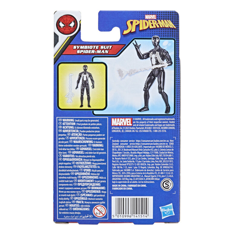 Marvel Spider-Man Epic Hero Series, figurine articulée Spider-Man en costume de symbiote de 10 cm avec accessoire