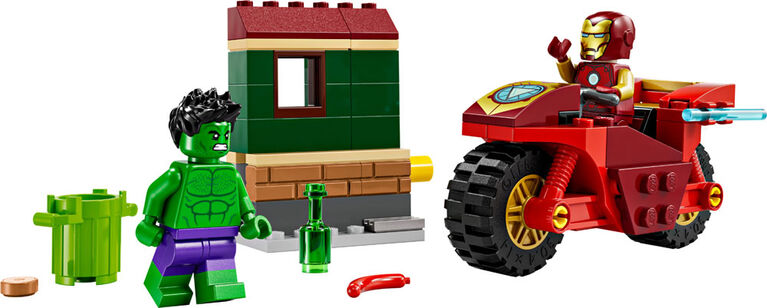 LEGO Marvel Iron Man with Bike and The Hulk Building Set, Easy Build Marvel Toy with 2 Minifigures, 76287