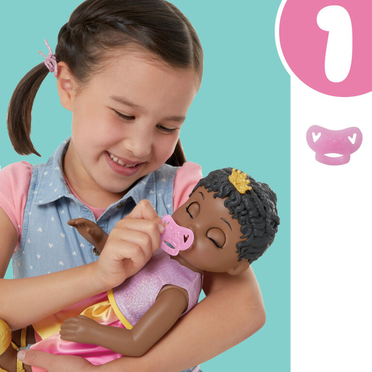 Baby Alive Poupée Princesse Ellie grandit !, poupée interactive de 45 cm qui  parle avec accessoires