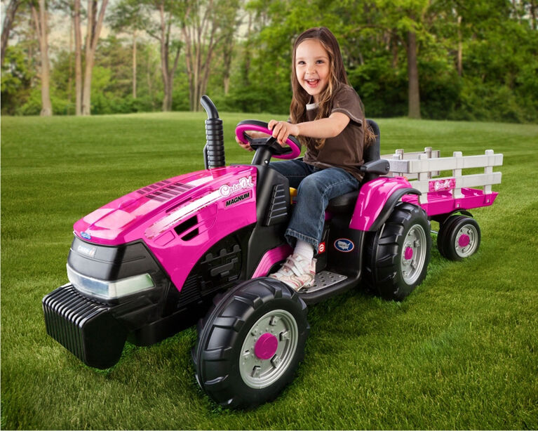 Peg Perego - Case IH Magnum Tractor with Trailer - Pink | Toys R Us Canada