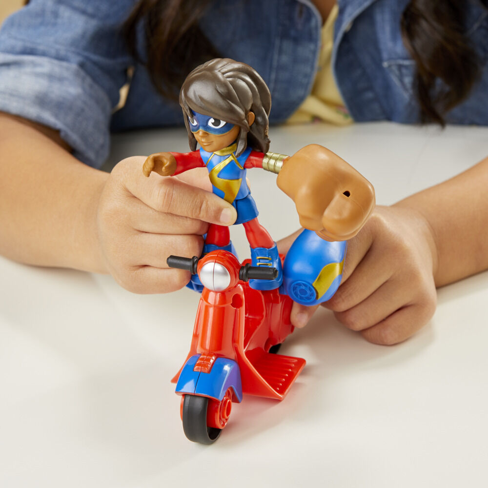 Marvel Spidey and His Amazing Friends Ms. Marvel Action Figure and Embiggen  Bike Vehicle