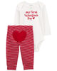 Carter's Two Piece My First Valentine's Day Bodysuit Pant Set Red  9M