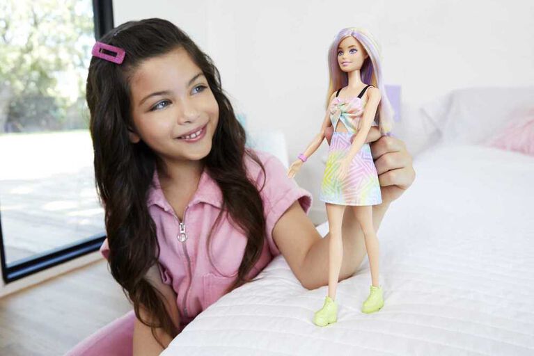 Barbie Fashionistas Doll #190, Purple Hair Streaks, Romper Dress