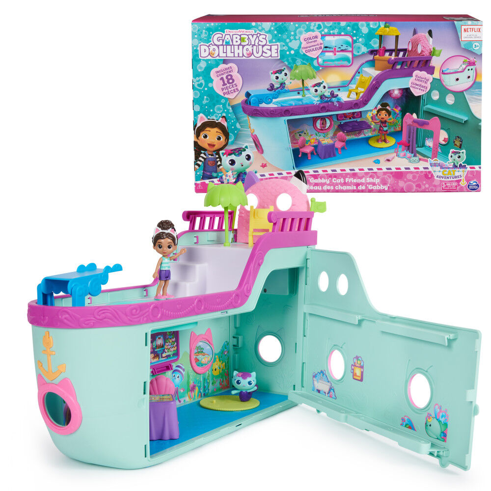 Gabby's Dollhouse, Gabby Cat Friend Ship, Cruise Ship Toy with 2