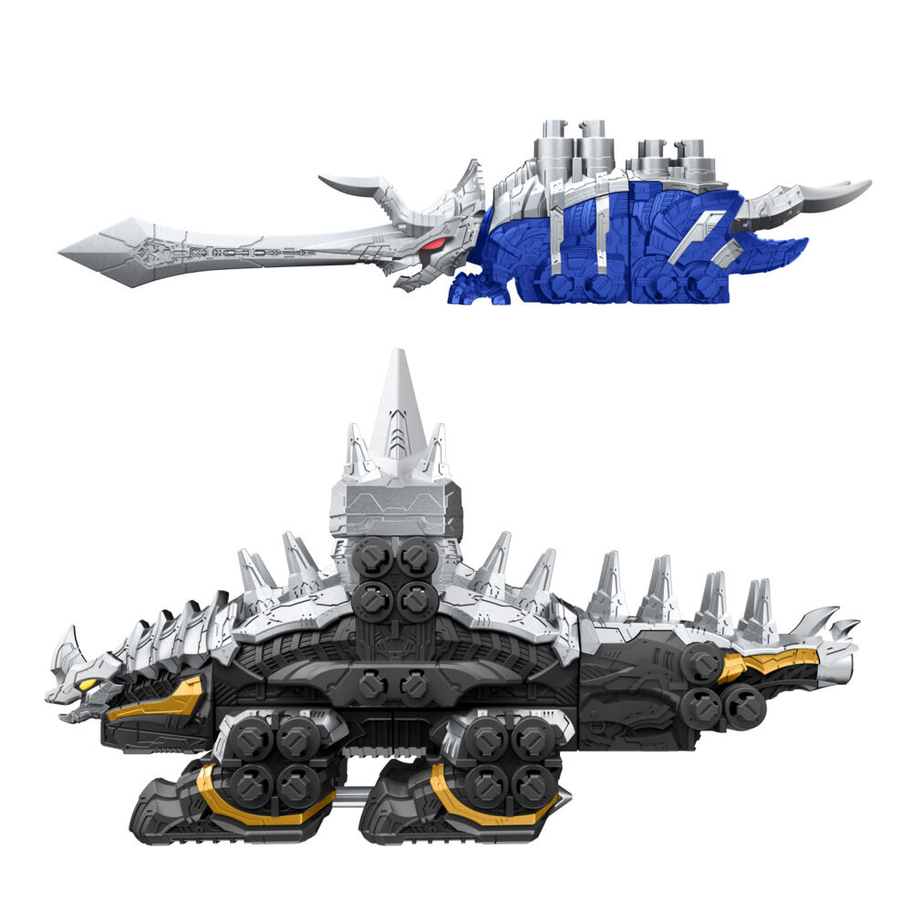 Power Rangers Dino Fury Blue Tricera Blade and Black Stego Spike Zord, Zord  Link Mix-and-Match Custom Build System
