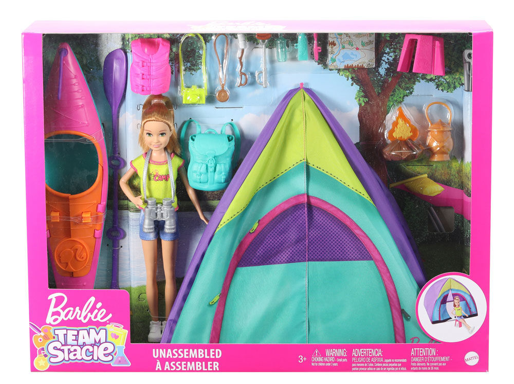 Barbie Team Stacie Doll & Accessories Set with Toy Tent, Kayak