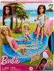 Barbie Coffret et poupée, brunette, piscine, serviette, boissons