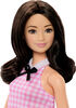 Barbie Fashionistas Doll #224 with Black Hair, Pink Gingham Dress & Accessories, 65th Anniversary
