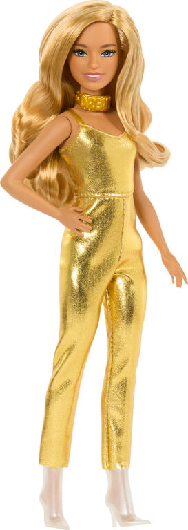 Barbie Fashionistas Doll #222, with Blonde Wavy Hair, Golden Jumpsuit, 65th Anniversary
