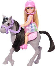 Barbie  Chelsea  Coffret  Poupée et poney, casque, genoux pliables